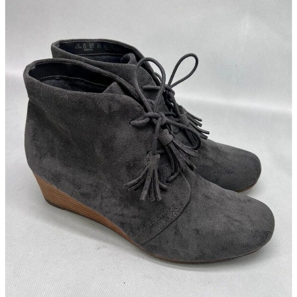 Dr. Scholls Womens 8.5M Dakota Adjustable Tasseled Round Toe Wedge Booties Gray - Picture 4 of 10